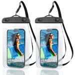 AiQInu 2 Pièces Pochette Telephone Portable Etanche, IPX8 Pochette Étanche Téléphone, 6,5 Pouce Protege Smartphone Eau, Coque Waterproof Compatible avec iPhone 15 14 13 12 Pro Sumsung Galaxy S24 S23