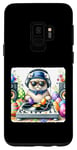 Coque pour Galaxy S9 Cat As DJ Mixing Tracks With Holiday Eggs As Records. Pâques