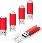 Clé USB 2Go, Lot de 5 Cles USB 2.0, Petit Flash Mémoire USB, Rouge Clefs USB 2 Go by