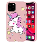 ZhuoFan for iPhone 12 Pro Max Case, Pink Liquid Silicone with Pattern Shockproof Soft Gel TPU Ultra Thin Back Cover Bumper Skin Phone Case for Apple iPhone 12 Pro Max 6.7" Smartphone, Unicorn 01