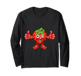 Cute Cartoon Strawberry Fruit Character Man Long Sleeve T-Shirt