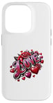 iPhone 14 Pro The Word Love surrounded By Hearts And Red Roses Case