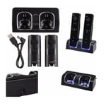 2 Port+2 Batterie 2800mah Station Chargeur Pr Nintendo Wii Wiimote Manette