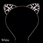 Cat Ears Headband Hairband Hair Hoop Crystal Rhinestone White