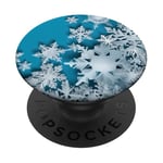 Vacances d'hiver en flocon de neige bleu et blanc PopSockets PopGrip Adhésif