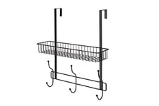 Croydex Matt Black Large Hook Over Shower Caddy - Bathroom Accessory with Deep Basket, Bathroom Shelves for Extra Storage, Matt Black Powder Coated Finish, Rust Resistant Bathroom Storage