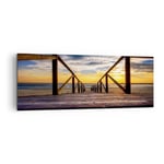 Impression sur Toile 140x50cm Tableaux Plage oc�an sable pont en bois