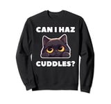 Feline Feels - 'Can I Haz Cuddles?' Sorrowful Cat Design Sweatshirt