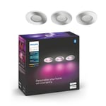 Philips Hue White and Color Ambiance Xamento Spots encastrés chrome 3x5.7W, compatible Bluetooth, fonctionne avec Alexa, Google Assistant et Apple Homekit