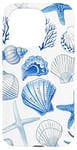 Coque pour iPhone 15 Pro Été côtier bleu coquillage, étoile de mer, femme