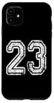 Coque pour iPhone 11 Numéroté 23 Sports Team Grungy, deux côtés en blanc