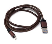 System-S Câble Micro USB vers USB A 3.0-100 cm - Aspect cuir - Marron