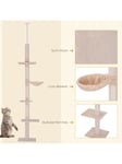 Pawhut Floor To Ceiling Cat Tree 5-Tier Kitty Tower Scratching Post Adjustable Height 230-260 Cm- Natural