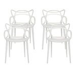 Kartell - Masters Chair 5866, White, 4-pack - Ruokapöydän tuolit - Philippe Starck - Valkoinen - Muovi