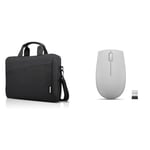 Lenovo Laptop Shoulder Bag T210, 15.6-Inch Laptop or Tablet, Sleek & 300 Wireless Compact Mouse (Arctic Grey) with battery