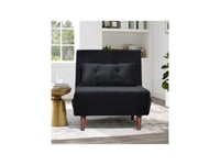 King of Dreams Fauteuil Convertible lit Une Place Tissu Velours Noir Dimension: 80 x 90 x 84 cm - Dimension lit: 80 x 190 x 28 cm