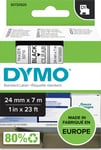 Dymo D1 etikettape, 24 mm, svart på genomskinlig