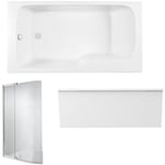 Baignoire bain douche Jacob Delafon Malice antidérapante + tablier angle + pare bain 160 x 90, gauche