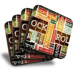 Set of 4 Square Coasters - Retro Rock and Roll Music Band  #8201