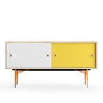 House of Finn Juhl - Sideboard Without Tray Unit, Oak, White/Yellow, Orange Steel - Sideboards - Finn Juhl - Flerfarget - Metall/Tre