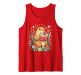 Flowers Capybara Valentines Day Graphic Funny Tank Top