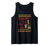 Funny Prosec Ho Ho Ho Christmas Prosecco Santa Hat Wine Tank Top