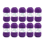 Gründl Felting Wool uni (Laine à feutrer, à Tricoter et à Crocheter, Fil en 100% Laine Vierge, 50 g / 50 m, Taille d'aiguille : 8-9, 10 x 50 g), Purple