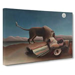 The Sleeping Gypsy By Henri Rousseau Classic Painting Canvas Wall Art Print Ready to Hang, Framed Picture for Living Room Bedroom Home Office Décor, 30x20 Inch (76x50 cm)