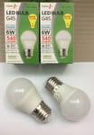 2 x LED 6w = 60w ES E27 EDISON SCREW GOLFBALL DAYLIGHT ENERGY SAVING LIGHT BULBS