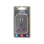 Status Multi USB Plug Adapter Black | 2 Port USB Adaptor Plug Through | S2USBPTABL1PK3