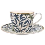 The Leonardo Collection Willow Bough Cup & Saucer Set | Designed by William Morris | Tea Cup Set Perfect for Home or Office | Tea Cups and Saucers or Coffee Cup and Saucer for Enjoying Hot Drinks