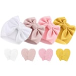 DRESHOW Bonnets de Naissance et Moufles de Protection Bébé Gants Bonnet Nouveau-né Bambin Doux Mignon Tricoté Chapeau 0-6 Mois