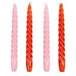 Italian Spiral Twisted Tapered Dinner Candles, Ideal Valentines Day Gift, 4pack, Tabling Tables, Pink and Orange