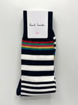 Paul Smith Multi Stripe 'Will' Mens cotton Navy Socks *Made in Italy*