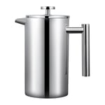 Qiyao - Cafetière, Outils de cuisine et de salle à manger, cafetière à pression française en acier inoxydable 304, théière faite à la main, capacité: