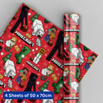 Christmas Wrapping Paper | Minecraft | 4 Sheets & 4 Tags | Kids Gift Wrap