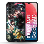 Cokitec Coque pour Samsung Galaxy A13 / A04S Manga Demon Slayer Groupe Multicolore