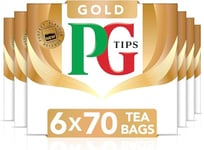 PG Tips Gold | Black Tea Bags Bulk | Indulgent, Velvety & Rich Black Tea | Perfect Flavour Release | 6 Packs | 420 Plant Based Biodegradable Teabags