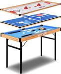 SereneLife Table Multijeux 4 en 1- Billard, Ping Pong, Air Hockey et Shuffleboard- Table Multijeux Pliable Portable-pour Intérieur Extérieur- Tous Âges