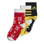 Adidas, X Disney Mickey Mouse Socks 3 Pairs, Chaussettes, Noir/Meilleur Écarlate/Or Audacieux, M, Unisexe-Bambino