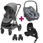 Maxi Cosi Pack poussette duo Oxford + coque Pebble 360 pro Essential Black base familyfix