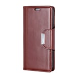 Mipcase Flip Phone Case with Magnetic Buckle, Leather Phone Cover with Card Slots and Wallet, Shockproof Kickstand Phone Shell for LG X Power 3 (Brown)