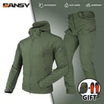 (4xL-LY Geen Suit)Huomaa, että nimikkeemme alkavat värillä ja koolla. Jos tarvitset eri väriä tai kokoa, ole hyvä ja ilmoita haluamasi väri tai koko. Winter Autumn Fleece Military Miesten Takki Vedenpitävä Puku Kalastus Lämmin Vaellus Miesten Verryttelypu