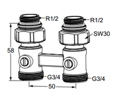 Heimeier Vekotrim Connection Set, Straight (0564-50.000)