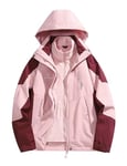 KUTOOK Veste Chaud Imperméable Femme Hiver Softshell Blouson Coupe Vent Manteau Ski Running Veste Randonnée Pluie Snowboard Rose XL