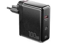 Vegglader, Essager, Ect2ca-Zxb01-Z, Gan, Usb-A, Usb-C 100W (Svart)