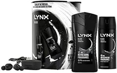 LYNX Black Duo Body Spray For Men 48 Hr Fragrance Shower Gel Wireless Earbuds W