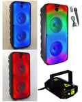 ENCEINTE SONO PORTABLE PARTY BLUETOOTH 800W MOBILE USB TWS LED RGB MSD TELECOMMANDE +MICRO Radio Fm + laser Multi points Rouge vert