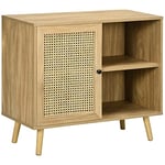 HOMCOM Meuble de Rangement Buffet Meuble d'appoint avec Porte cannage Effet Bois - dim. 80L x 39l x 70H cm