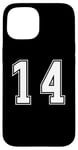 Coque pour iPhone 15 Blanc Numéro 14 Équipe Junior Sports Uniforme Numéroté